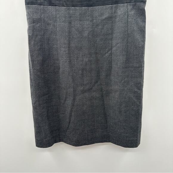 Theory Tirionne C Magistrate Charcoal & Black Leather Wool Sheath Dress Sz 6 NEW - Picture 5 of 12